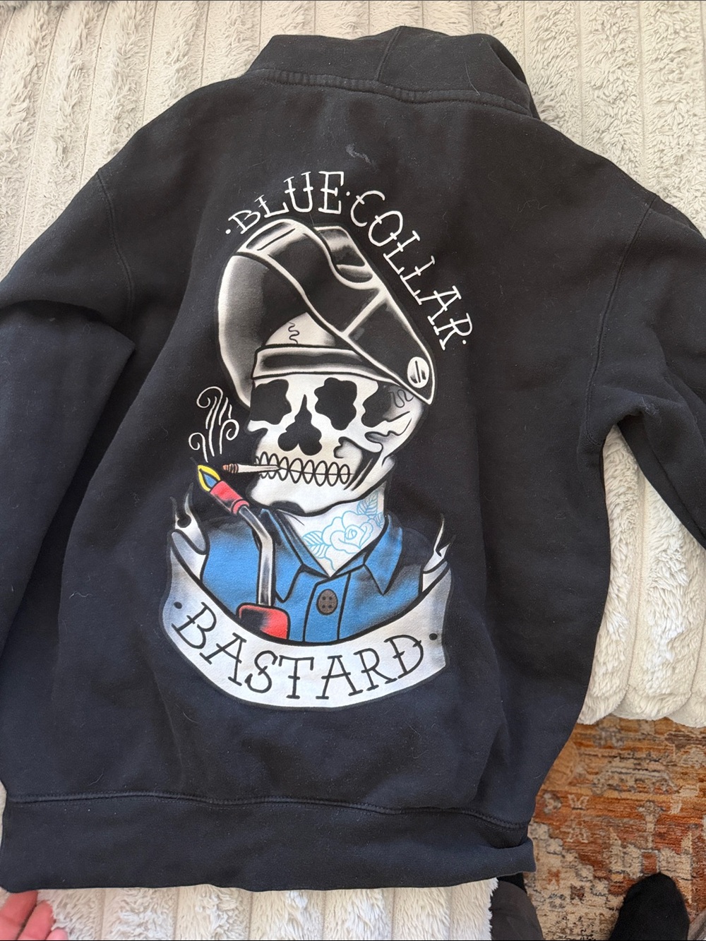 Black Zip-Up Graphic Men's Sweater